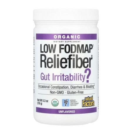 Natural Factors, Organic Low Fodmap† Reliefiber®, Unflavored, 5.3 oz (150 g) in Pakistan