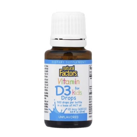 Natural Factors, Vitamin D3 Drops for Kids, Unflavored, 0.5 fl oz (15 ml) in Pakistan