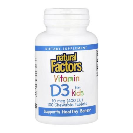 Natural Factors, Vitamin D3 for Kids, Strawberry, 10 mcg (400 IU), 100 Chewable Tablets in Pakistan